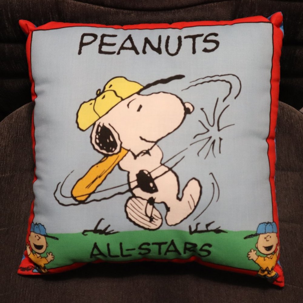 Peanuts All-Stars Snoopy Playing Baseball With Charlie Brown In Corners PILLOW